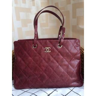 Replica Chanel Cerf Leather Shoulder Tote Bag Burgundy 2014