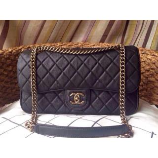 Replica Chanel Deerskin Leather Classic Flap Shoulder Bag Black Cruise Dubai 2015