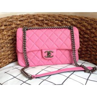 Replica Chanel Deerskin Leather Classic Flap Shoulder Bag Pink Dallas 2014