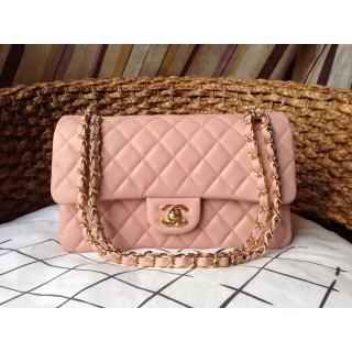 Replica Chanel Fabric Pattern Leather Classic Flap Shoulder Bag Pink