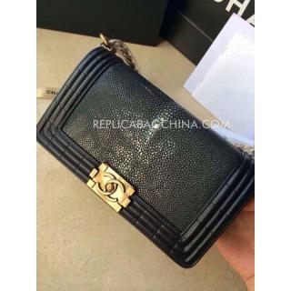 Replica Chanel Le Boy 2way Black Leather