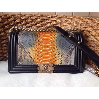 Replica Chanel Le Boy Flap Shoulder Medium Bag In Original Python Leather USA