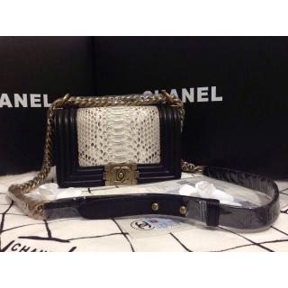 Replica Chanel Le Boy Flap Shoulder Small Bag In Original Python Leather