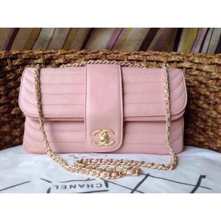 Replica Chanel Leather Classic Double Flap Shoulder Bag Pink