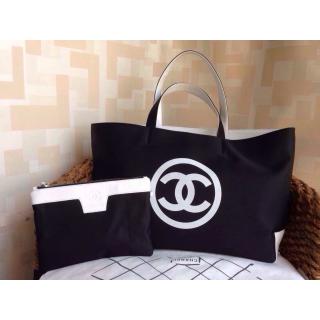 Replica Chanel Nylon Shopping Tote Bag Black