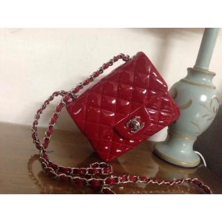 Replica Chanel Patent Leather Classic Double Flap Shoulder Bag Red