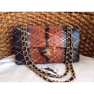 Replica Chanel Python Leather Classic 2.55 Flap Bag Earth&Black at UK