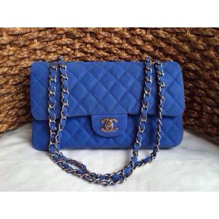 Replica Chanel Quilted Calfskin Leather Classic Double Flap Shoulder Bag Blue