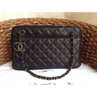 Replica Chanel Quilted Cow Leather Flap Shoulder Bag Black