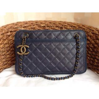 Replica Chanel Quilted Cow Leather Flap Shoulder Bag Blue