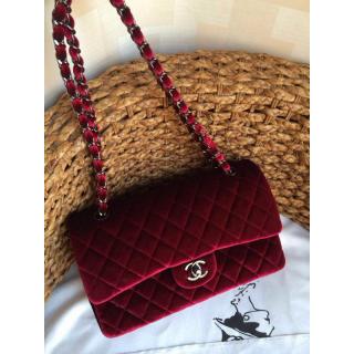 Replica Chanel Velvet Classics in Fabric Medium Flap Bag Burgundy Fall 2014