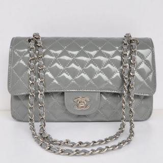 Replica Classic Flap bags Grey Enamel