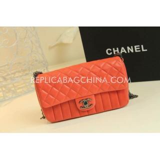 Replica Classic Flap Calfskin Orange Handbag