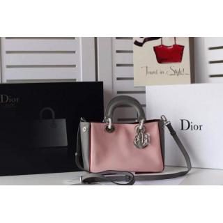 Replica Dior Calfskin Diorissimo Mini Bag Pink/Gray/Red