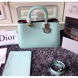 Replica Dior Calfskin Diorissimo Small Bag Cyan/Red