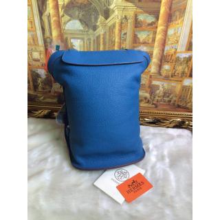 Replica Hermes Leather Backpack Bag Blue