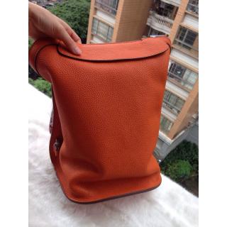 Replica Hermes Leather Backpack Bag Orange