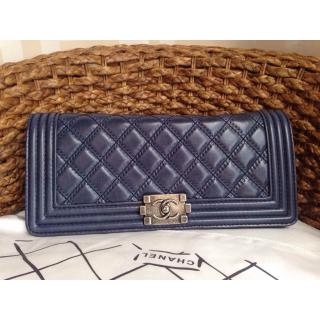 Replica High Quality Chanel Leather Le Boy Clutch Shoulder Bag Blue