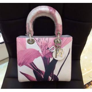 Replica High Quality Dior with Pink Alstroemeria Floral Printed Lady Dior Bag Online Sale