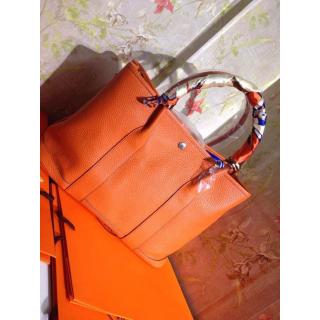 Replica High Quality Hermes Garden Party 36cm Clemence Veins Calf Leather Bag Orange