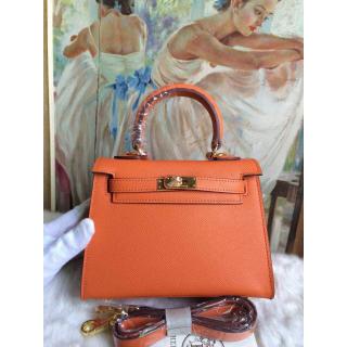 Replica Hot Hermes Kelly 20cm Togo Leather Bag Orange