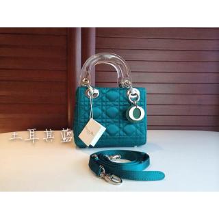 Replica Lady Dior Bag Green with Resin Handle 2014