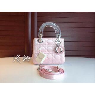 Replica Lady Dior Bag Pale Pink with Resin Handle 2014