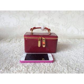 Replica Louis Vuitton Monogram Vernis Zip Mini Vanity Bag Dark Red