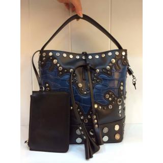 Replica Louis Vuitton NN14 Alligator with Studs Show Girl PM Bag Black With Gun=silver Hardware