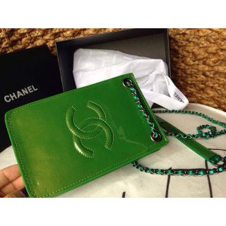 Replica Luxury Chanel Smartphone Holder Pouch Crossbody Bag Green Spring Summer 2014