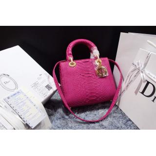 Replica Luxury Lady Dior Medium Python Tote Bag Fushia