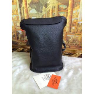 Replica Top Hermes Leather Backpack Bag Black