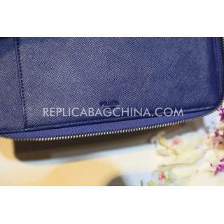 Replica Top Prada Purse Blue Wallet Calfskin