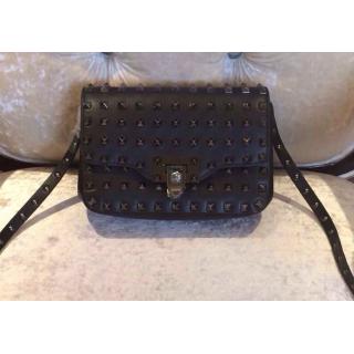 Replica Valentino Rockstud All Over Finish Studs Chain Flap Shoulder Bag Black