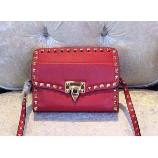 Replica Valentino Rockstud Flap Shoulder Bag Red with Removable Clutch 2015