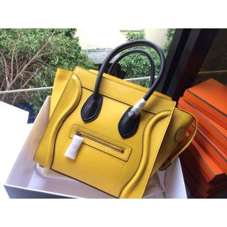 Top Celine Luggage Mini Bag in Original Leather Yellow&Black