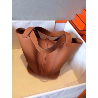 Top Replica Hermes Picotin Lock MM Leather Bag Khaki